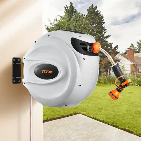 Wall-Mounted Auto-Rewind Hose Reel – Tidy Up with One Pull