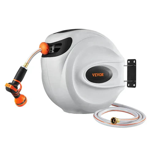 Wall-Mounted Auto-Rewind Hose Reel – Tidy Up with One Pull