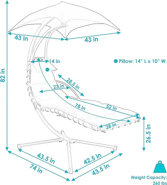 Ergonomic Hammock Chair (Steel Frame) – Premium Cushions & Pillows Included | Total Comfort