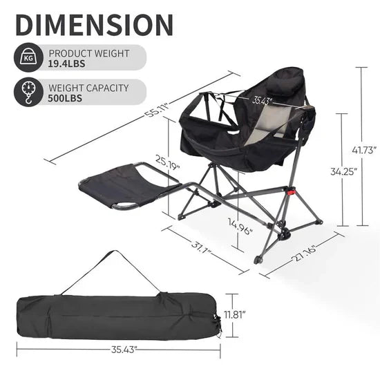 450lbs Heavy-Duty Hammock Camping Chair – Portable Swing with Pedal, Outdoor-Ready