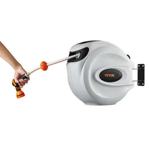 Wall-Mounted Auto-Rewind Hose Reel – Tidy Up with One Pull